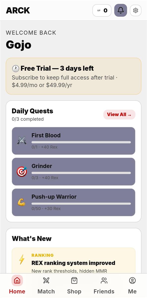 ARCK app screen